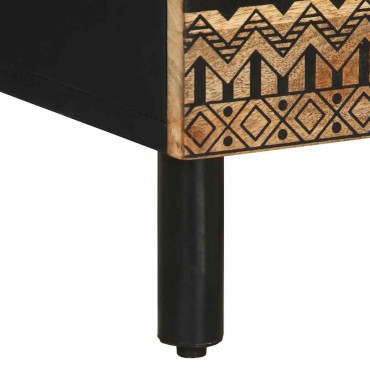 vidaXL Κρεβατοκάμαρα Μαύρο 50x33x62cm Στερεό ακατέργαστο ξύλο Mango 1 τεμ.
