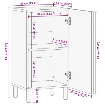 vidaXL Μπουφές 40x33,5x75cm από Μασίφ Ακατέργαστο Ξύλο Μάνγκο