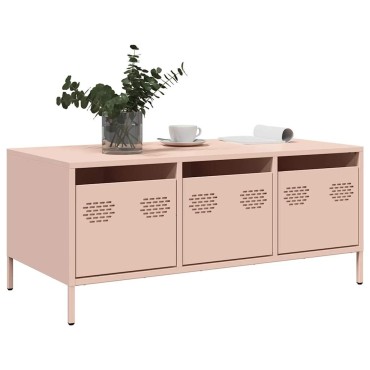 vidaXL Τραπεζάκι Σαλονιού Ροζ 101,5x50x43,5cm από Χάλυβα Ψυχρής Έλασης 1 τεμ.