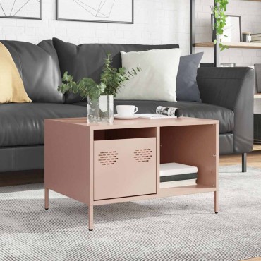 vidaXL Τραπεζάκι Σαλονιού Ροζ 68,5x50x43,5cm από Χάλυβα Ψυχρής Έλασης 1 τεμ.