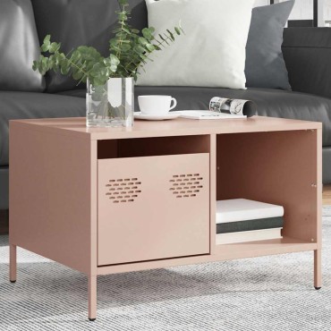 vidaXL Τραπεζάκι Σαλονιού Ροζ 68,5x50x43,5cm από Χάλυβα Ψυχρής Έλασης 1 τεμ.