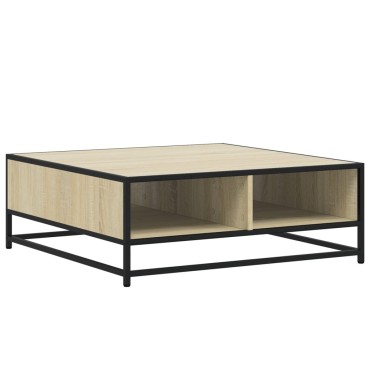 vidaXL Τραπεζάκι Σαλονιού Sonoma Δρυς 80x80x30cm Επεξ. Ξύλο + Μέταλλο 1 τεμ.