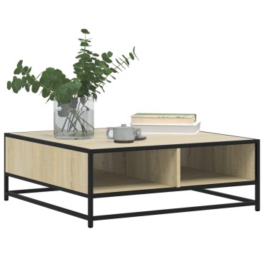 vidaXL Τραπεζάκι Σαλονιού Sonoma Δρυς 80x80x30cm Επεξ. Ξύλο + Μέταλλο 1 τεμ.