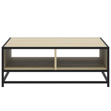 vidaXL Τραπεζάκι Σαλονιού Sonoma Δρυς 80x80x30cm Επεξ. Ξύλο + Μέταλλο 1 τεμ.
