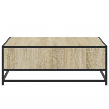 vidaXL Τραπεζάκι Σαλονιού Sonoma Δρυς 80x80x30cm Επεξ. Ξύλο + Μέταλλο 1 τεμ.