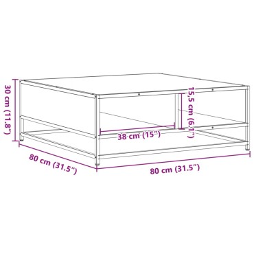 vidaXL Τραπεζάκι Σαλονιού Sonoma Δρυς 80x80x30cm Επεξ. Ξύλο + Μέταλλο 1 τεμ.