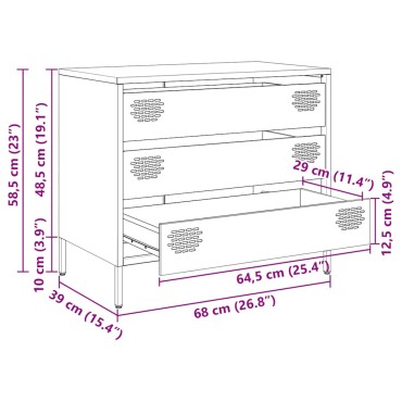 vidaXL Ντουλάπι Λευκό 68x39x58,5cm από Χάλυβα Ψυχρής Έλασης 1 τεμ.