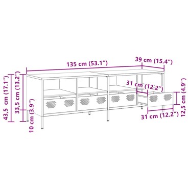 vidaXL Έπιπλο Τηλεόρασης Μουσταρδί 135x39x43,5cm Ατσάλι Ψυχρής Έλασης