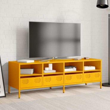 vidaXL Έπιπλο Τηλεόρασης Μουσταρδί 135x39x43,5cm Ατσάλι Ψυχρής Έλασης