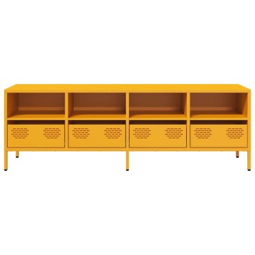 vidaXL Έπιπλο Τηλεόρασης Μουσταρδί 135x39x43,5cm Ατσάλι Ψυχρής Έλασης