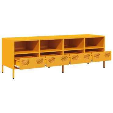 vidaXL Έπιπλο Τηλεόρασης Μουσταρδί 135x39x43,5cm Ατσάλι Ψυχρής Έλασης