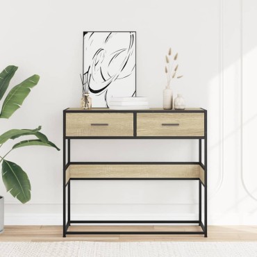 vidaXL Τραπέζι Κονσόλα Sonoma Δρυς 90x35x80cm Επεξεργασμένο Ξύλο 1 τεμ.