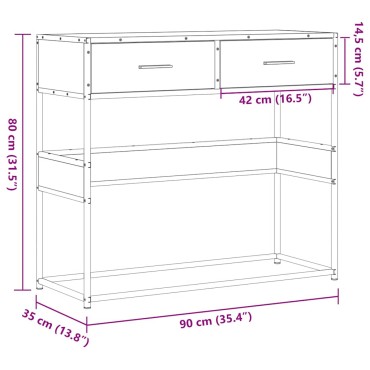 vidaXL Τραπέζι Κονσόλα Sonoma Δρυς 90x35x80cm Επεξεργασμένο Ξύλο 1 τεμ.