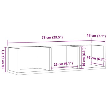 vidaXL Ράφι Τοίχου για CD Τεχνίτης Δρυς 75x18x18cm Μοριοσανίδα 1 τεμ.