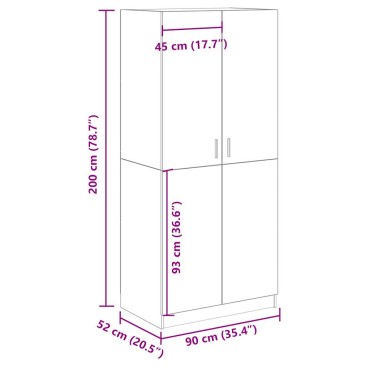vidaXL Ντουλάπα Τεχνίτης Δρυς 90x52x200cm Επεξεργασμένο Ξύλο 1 τεμ.