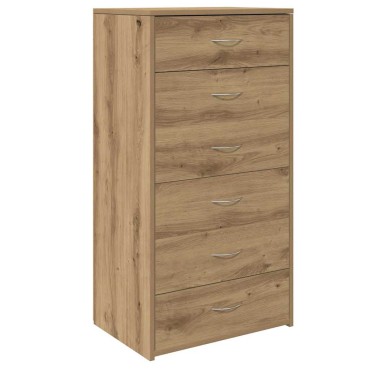 vidaXL Συρταριέρα με 6 Συρτάρια Τεχνίτης Δρυς 50x34x96cm Μοριοσανίδα 1 τεμ.