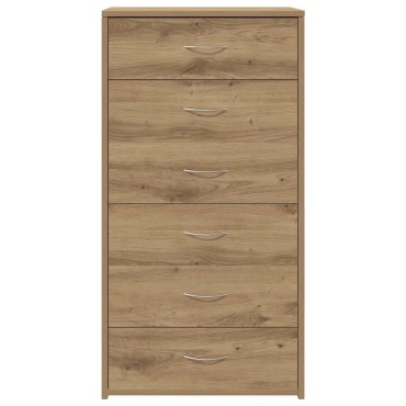 vidaXL Συρταριέρα με 6 Συρτάρια Τεχνίτης Δρυς 50x34x96cm Μοριοσανίδα 1 τεμ.