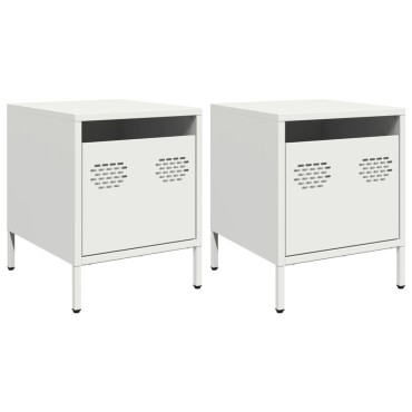 vidaXL Κομοδίνα 2 τεμ. Λευκό 35x39x43,5cm Ατσάλι