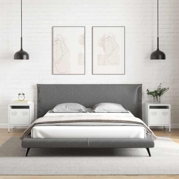 vidaXL Κομοδίνα 2 τεμ. Λευκό 35x39x43,5cm Ατσάλι