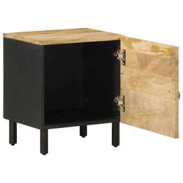 vidaXL Κρεβατοκάμαρα Μαύρο 40x33,5x46cm Στερεό ακατέργαστο ξύλο Μάνγκο 1 τεμ.