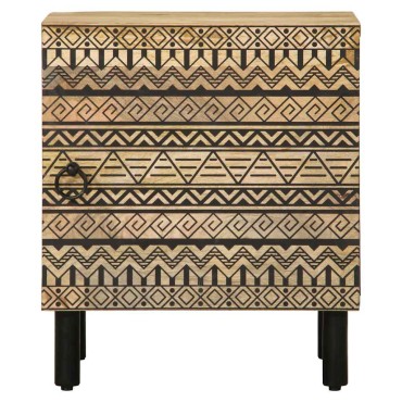 vidaXL Κρεβατοκάμαρα Μαύρο 40x33,5x46cm Στερεό ακατέργαστο ξύλο Μάνγκο 1 τεμ.