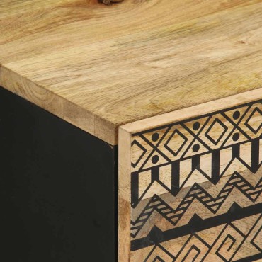 vidaXL Κρεβατοκάμαρα Μαύρο 40x33,5x46cm Στερεό ακατέργαστο ξύλο Μάνγκο 1 τεμ.