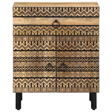 vidaXL Κρεβατοκάμαρα Μαύρο 50x33x60cm Στερεό ακατέργαστο ξύλο Mango 1 τεμ.