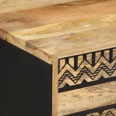 vidaXL Κρεβατοκάμαρα Μαύρο 50x33x60cm Στερεό ακατέργαστο ξύλο Mango 1 τεμ.