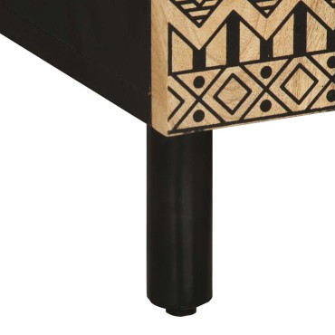 vidaXL Κρεβατοκάμαρα Μαύρο 50x33x60cm Στερεό ακατέργαστο ξύλο Mango 1 τεμ.