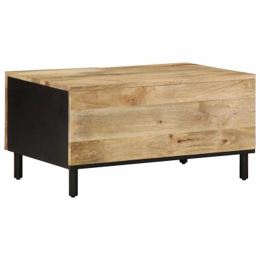 vidaXL Τραπεζάκι Σαλονιού Μαύρο 80x50x40cm Μασίφ τραχύ ξύλο Μάνγκο 1 τεμ.