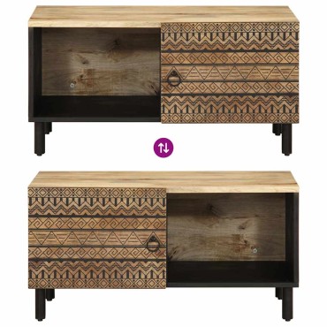 vidaXL Τραπεζάκι Σαλονιού Μαύρο 80x50x40cm Μασίφ τραχύ ξύλο Μάνγκο 1 τεμ.