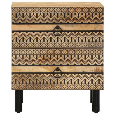 vidaXL Κρεβατοκάμαρα Μαύρο 40x33,5x46cm Στερεό ακατέργαστο ξύλο Μάνγκο 1 τεμ.