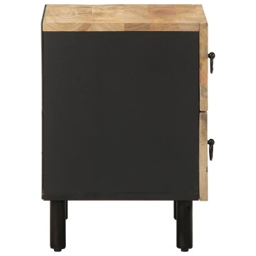 vidaXL Κρεβατοκάμαρα Μαύρο 40x33,5x46cm Στερεό ακατέργαστο ξύλο Μάνγκο 1 τεμ.