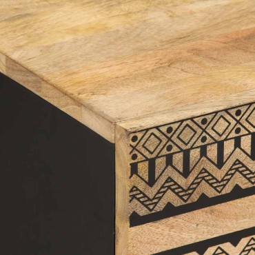 vidaXL Κρεβατοκάμαρα Μαύρο 40x33,5x46cm Στερεό ακατέργαστο ξύλο Μάνγκο 1 τεμ.