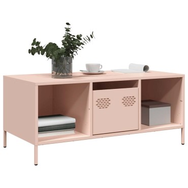vidaXL Τραπεζάκι Σαλονιού Ροζ 101,5x50x43,5cm από Χάλυβα Ψυχρής Έλασης 1 τεμ.