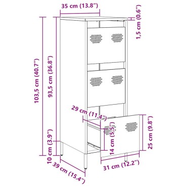 vidaXL Ντουλάπι Μουσταρδί 39x35x103,5cm από Ατσάλι 1 τεμ.