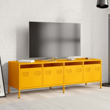 vidaXL Έπιπλο Τηλεόρασης Μουσταρδί 135x39x43,5cm Ατσάλι Ψυχρής Έλασης
