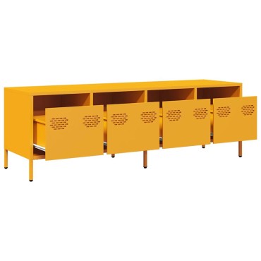 vidaXL Έπιπλο Τηλεόρασης Μουσταρδί 135x39x43,5cm Ατσάλι Ψυχρής Έλασης