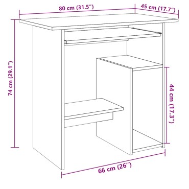 vidaXL Γραφείο Αρτισιανή Δρυς 80x45x74cm από Επεξεργασμένο Ξύλο 1 τεμ.