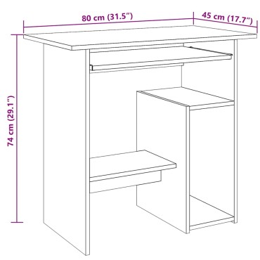 vidaXL Γραφείο Αρτισιανή Δρυς 80x45x74cm από Επεξεργασμένο Ξύλο 1 τεμ.