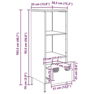 vidaXL Ντουλάπι Μουσταρδί 35x39x103,5cm από Ατσάλι 1 τεμ.