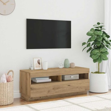 vidaXL Έπιπλο Τηλεόρασης LED Αρτισιανή Δρυς 100x35x40cm Επεξ. Ξύλο