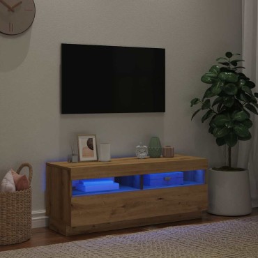 vidaXL Έπιπλο Τηλεόρασης LED Αρτισιανή Δρυς 100x35x40cm Επεξ. Ξύλο