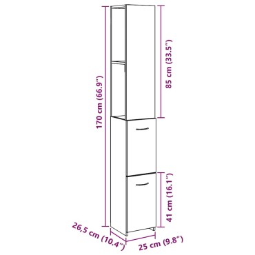 vidaXL Στήλη Μπάνιου Παλιό Ξύλο 25x25x170cm από Μοριοσανίδα 1 τεμ.