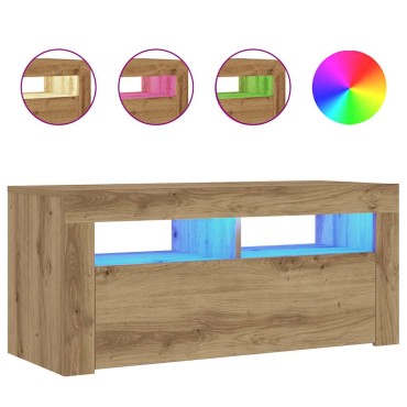 vidaXL Έπιπλο Τηλεόρασης με LED Αρτισιανή Δρυς 90x35x40cm Επεξ.Ξύλο