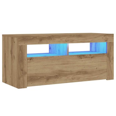 vidaXL Έπιπλο Τηλεόρασης με LED Αρτισιανή Δρυς 90x35x40cm Επεξ.Ξύλο
