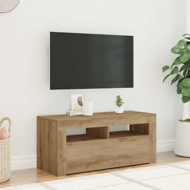 vidaXL Έπιπλο Τηλεόρασης με LED Αρτισιανή Δρυς 90x35x40cm Επεξ.Ξύλο
