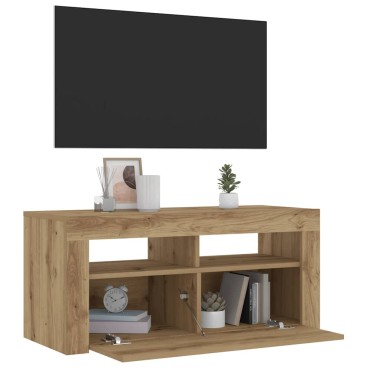 vidaXL Έπιπλο Τηλεόρασης με LED Αρτισιανή Δρυς 90x35x40cm Επεξ.Ξύλο