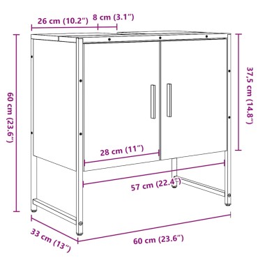 vidaXL Ντουλάπι Νιπτήρα Μπάνιου Παλιό Ξύλο 60x33x60 εκ 1 τεμ.