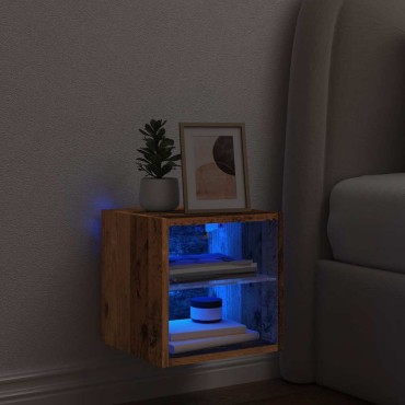 vidaXL Έπιπλο Τοίχου Τηλεόρασης με LED Παλιό Ξύλο 30x28,5x30cm